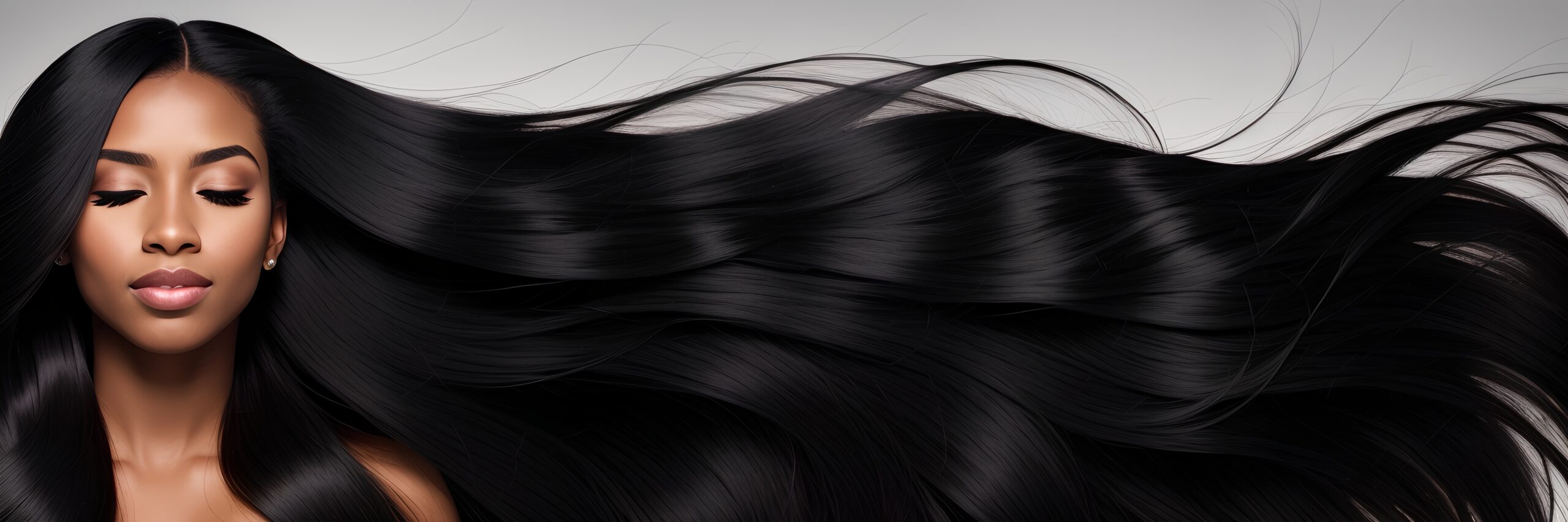 Beautiful black woman with a long shiny hair